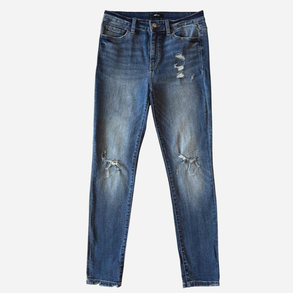 Vervet High Rise Distressed Skinny Jeans Raw Hem Womens 29 Grunge streetwear